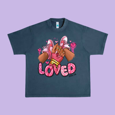 Loved Valentine's Day Afro Girl Sneakers Urban Heavy Tee Designed By Ranaportraitstore
