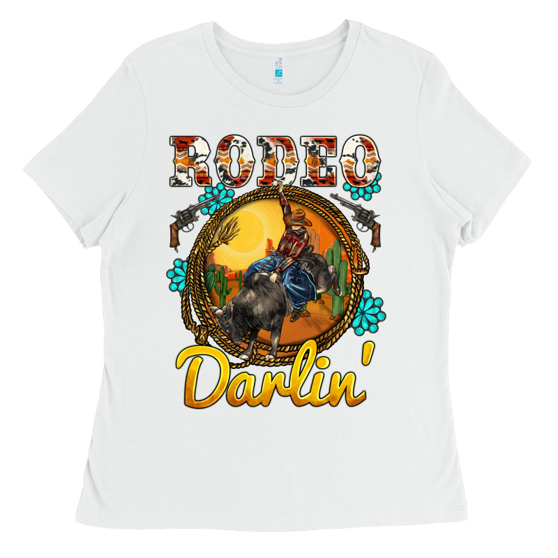 Western Rodeo Darlin' Sunset Sunflowers Weapon Ladies Tee by BarkalooDesign | Teevron