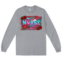 Heather Grey valentine's day nurse with leopard and turquoise background Long Sleeve Tee - RanaPortraitStore