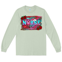 Matcha valentine's day nurse with leopard and turquoise background Long Sleeve Tee - RanaPortraitStore
