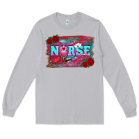Moon Dust valentine's day nurse with leopard and turquoise background Long Sleeve Tee - RanaPortraitStore