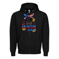 Black All American Babe 4th of July Zipper Hoodie - CowGirlArtShop