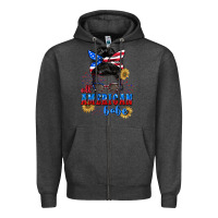 Charcoal Heather All American Babe 4th of July Zipper Hoodie - CowGirlArtShop