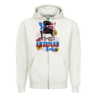 Oatmeal Heather All American Babe 4th of July Zipper Hoodie - CowGirlArtShop