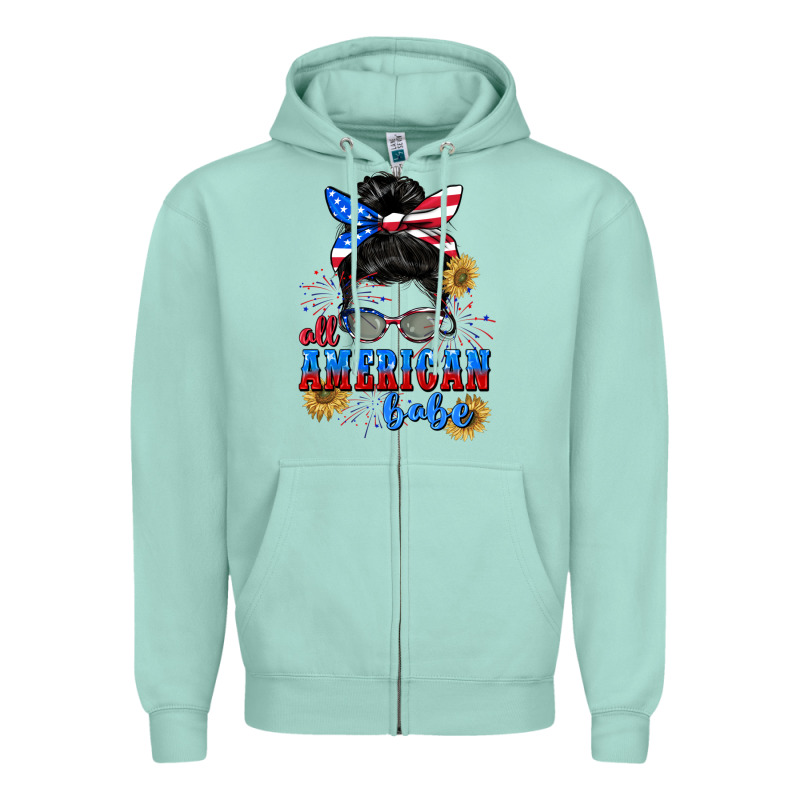 All American Babe 4th Of July Zipper Hoodie by CowGirlArtShop | Teevron