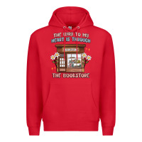 Red the way to my heart is through the bookstore Premium Hoodie - MaliasSmallBusiness
