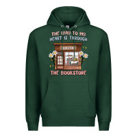 Sports Green the way to my heart is through the bookstore Premium Hoodie - MaliasSmallBusiness