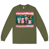 Army Green teacher coffee cups Long Sleeve Tee - AdoDesignShop