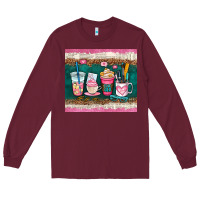 Burgundy teacher coffee cups Long Sleeve Tee - AdoDesignShop