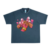Midnight Navy valentines day afro girl sneakers Urban Heavy Tee - RanaPortraitStore
