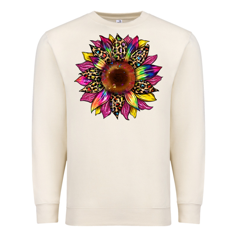 Tie Dye Leopard Sunflower Premium Sweatshirt by Artiststas | Teevron