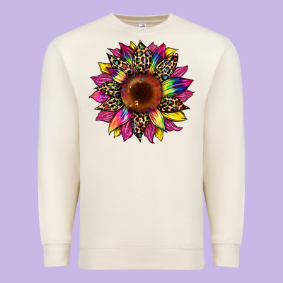 Tie Dye Leopard Sunflower Premium Sweatshirt Designed By Artiststas