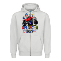 Dove Grey All American Boy 4th july Zipper Hoodie - CowGirlArtShop