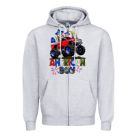 Heather Grey All American Boy 4th july Zipper Hoodie - CowGirlArtShop