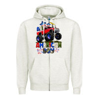 Oatmeal Heather All American Boy 4th july Zipper Hoodie - CowGirlArtShop