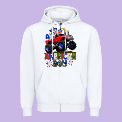 All American Boy 4th July Zipper Hoodie Designed By Cowgirlartshop