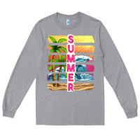 Heather Grey summer with background tbw Long Sleeve Tee - texasbilliewilder