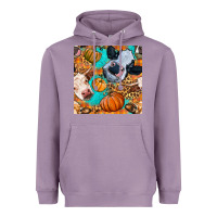 Lavender autumn cows seamless pattern Heavyweight Hoodie - BundleAndBundleShop