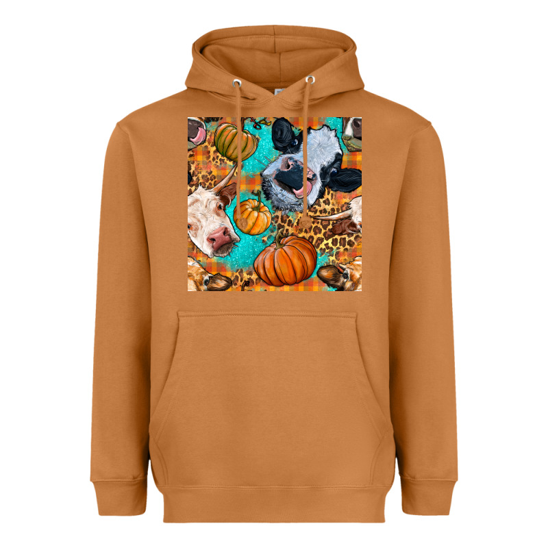 Autumn Cows Seamless Pattern Heavyweight Hoodie by BundleAndBundleShop | Teevron