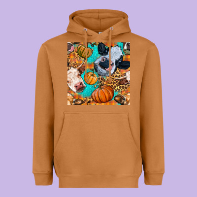 Autumn Cows Seamless Pattern Heavyweight Hoodie Designed By Bundleandbundleshop