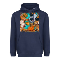 Navy autumn cows seamless pattern Heavyweight Hoodie - BundleAndBundleShop