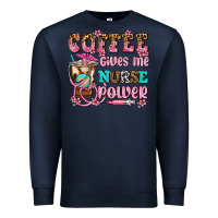Navy coffee gives me nurse power Premium Sweatshirt - AdoDesignShop