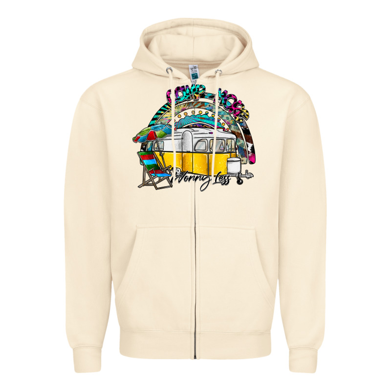 Camp More Worry Less Zipper Hoodie by SublimationCraftShop | Teevron