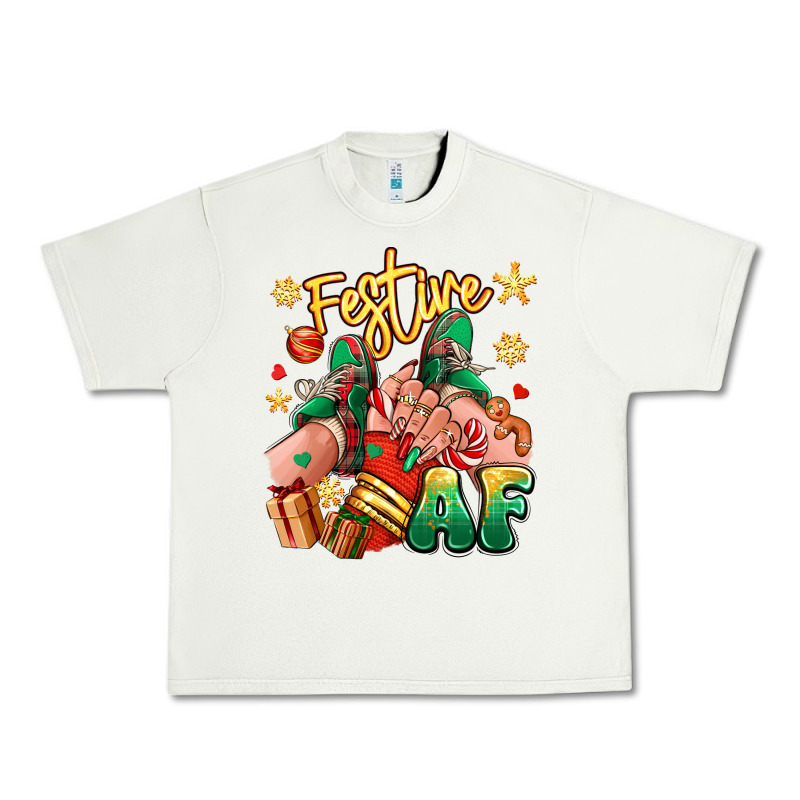 Festive Af Christmas Caucasian Girl Sneakers Urban Heavy Tee by RanaPortraitStore | Teevron