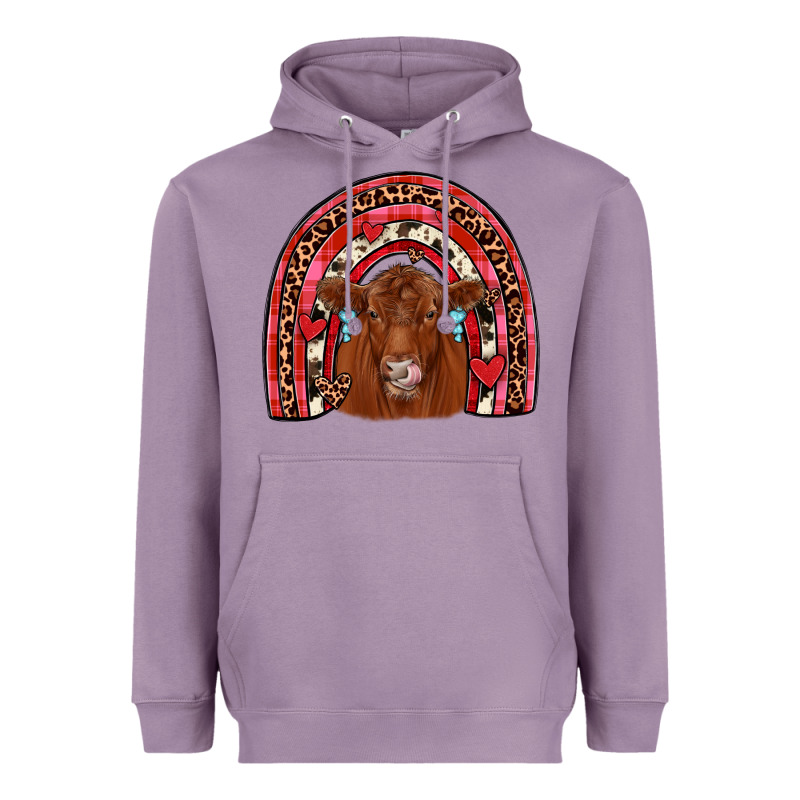 Valentines Red Angus Rainbow Heavyweight Hoodie by JahusDesignShop | Teevron