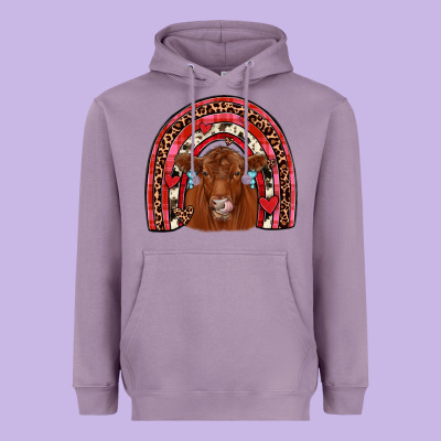 Valentines Red Angus Rainbow Heavyweight Hoodie Designed By Jahusdesignshop