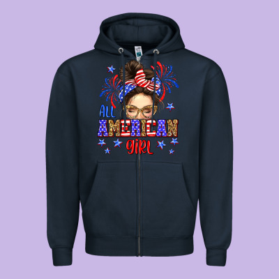 All American Girl Zipper Hoodie Designed By Neo Western