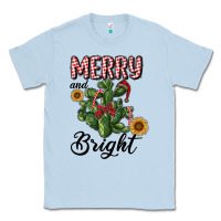 Dusty Blue merry and bright with cactus Classic Tee - RanaPortraitStore