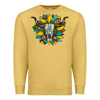 Antique Gold bull skull gemstone cactus leopard sunflower Premium Sweatshirt - Artiststas