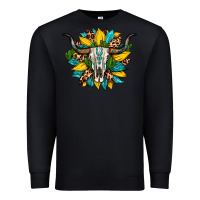Black bull skull gemstone cactus leopard sunflower Premium Sweatshirt - Artiststas