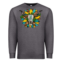 Charcoal Heather bull skull gemstone cactus leopard sunflower Premium Sweatshirt - Artiststas
