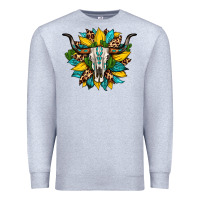 Heather Grey bull skull gemstone cactus leopard sunflower Premium Sweatshirt - Artiststas
