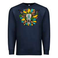 Navy bull skull gemstone cactus leopard sunflower Premium Sweatshirt - Artiststas