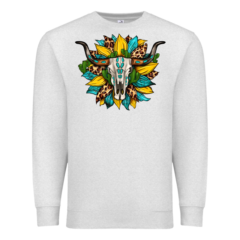 Bull Skull Gemstone Cactus Leopard Sunflower Premium Sweatshirt by Artiststas | Teevron