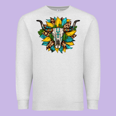 Bull Skull Gemstone Cactus Leopard Sunflower Premium Sweatshirt Designed By Artiststas