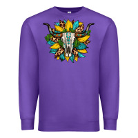 Purple bull skull gemstone cactus leopard sunflower Premium Sweatshirt - Artiststas