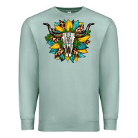 Seafoam bull skull gemstone cactus leopard sunflower Premium Sweatshirt - Artiststas