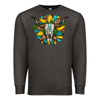 Smoke bull skull gemstone cactus leopard sunflower Premium Sweatshirt - Artiststas