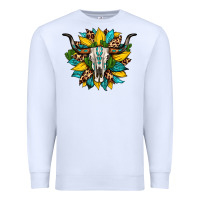 White bull skull gemstone cactus leopard sunflower Premium Sweatshirt - Artiststas