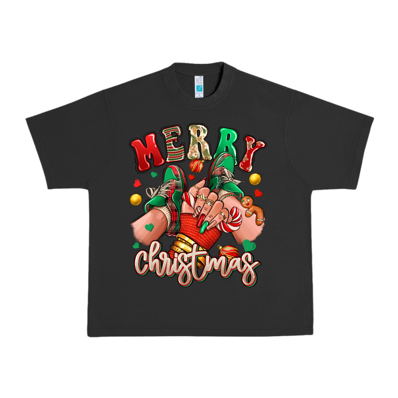 Merry Christmas Caucasian Girl Sneakers Urban Heavy Tee by RanaPortraitStore | Teevron