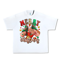 White Merry Christmas Caucasian girl sneakers Urban Heavy Tee - RanaPortraitStore