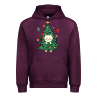 Mauve Wine christmas tree cat Urban Hoodie - MaliasSmallBusiness