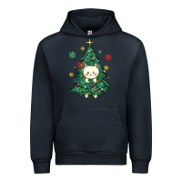 Navy christmas tree cat Urban Hoodie - MaliasSmallBusiness