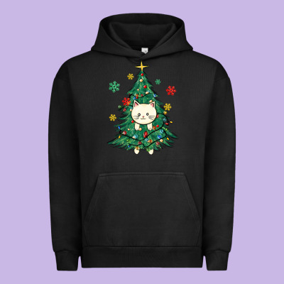 Christmas Tree Cat Urban Hoodie Designed By Maliassmallbusiness