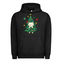 Pigment Black christmas tree cat Urban Hoodie - MaliasSmallBusiness