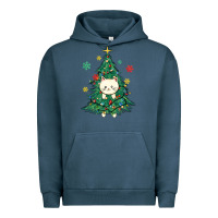 Pigment Midnight Navy christmas tree cat Urban Hoodie - MaliasSmallBusiness